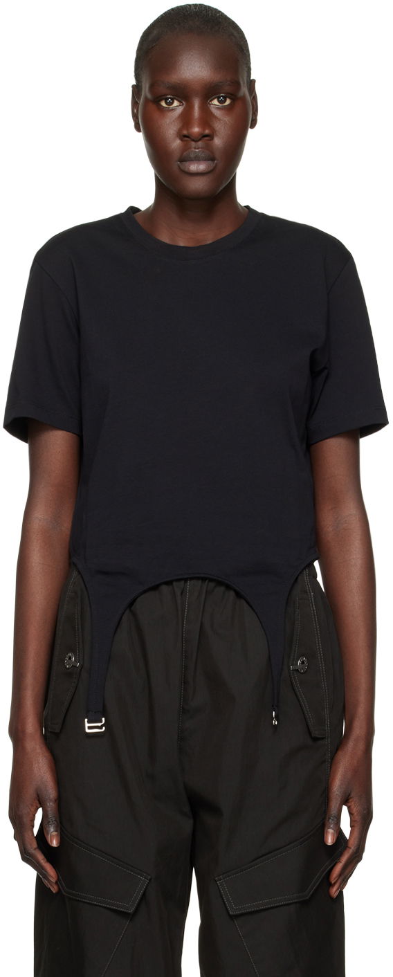 Съкратен топ Dion Lee Garter Slim T-Shirt Черно | C3098R23, 0
