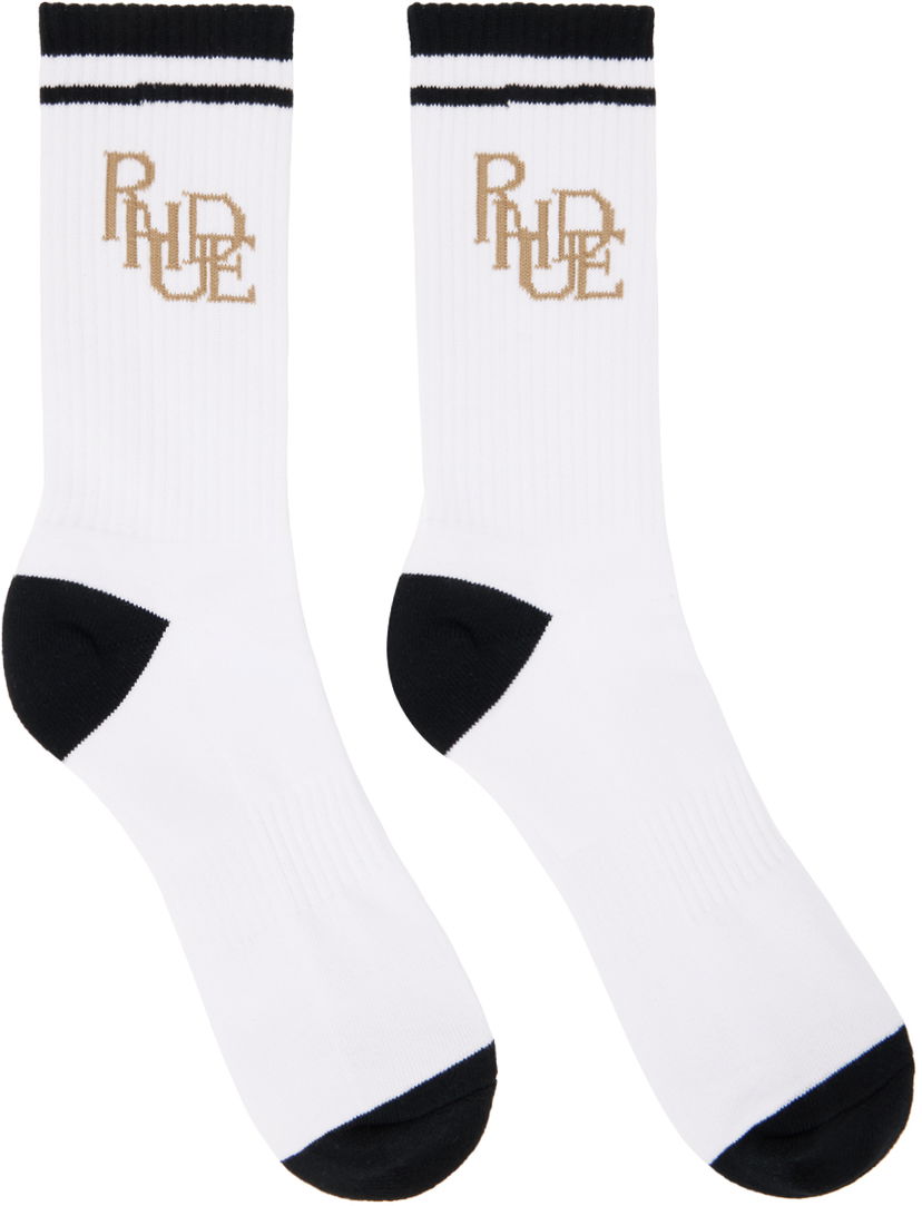 Чорапи Rhude Scribble Logo Socks Бяло | RHSS24SO03616163