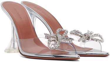 Аксесоари Amina Muaddi Amina Muaddi Rosie Glass Slipper Heeled Sandals Металик | ROSIE GLASS SLIPPER CL PVC, 3