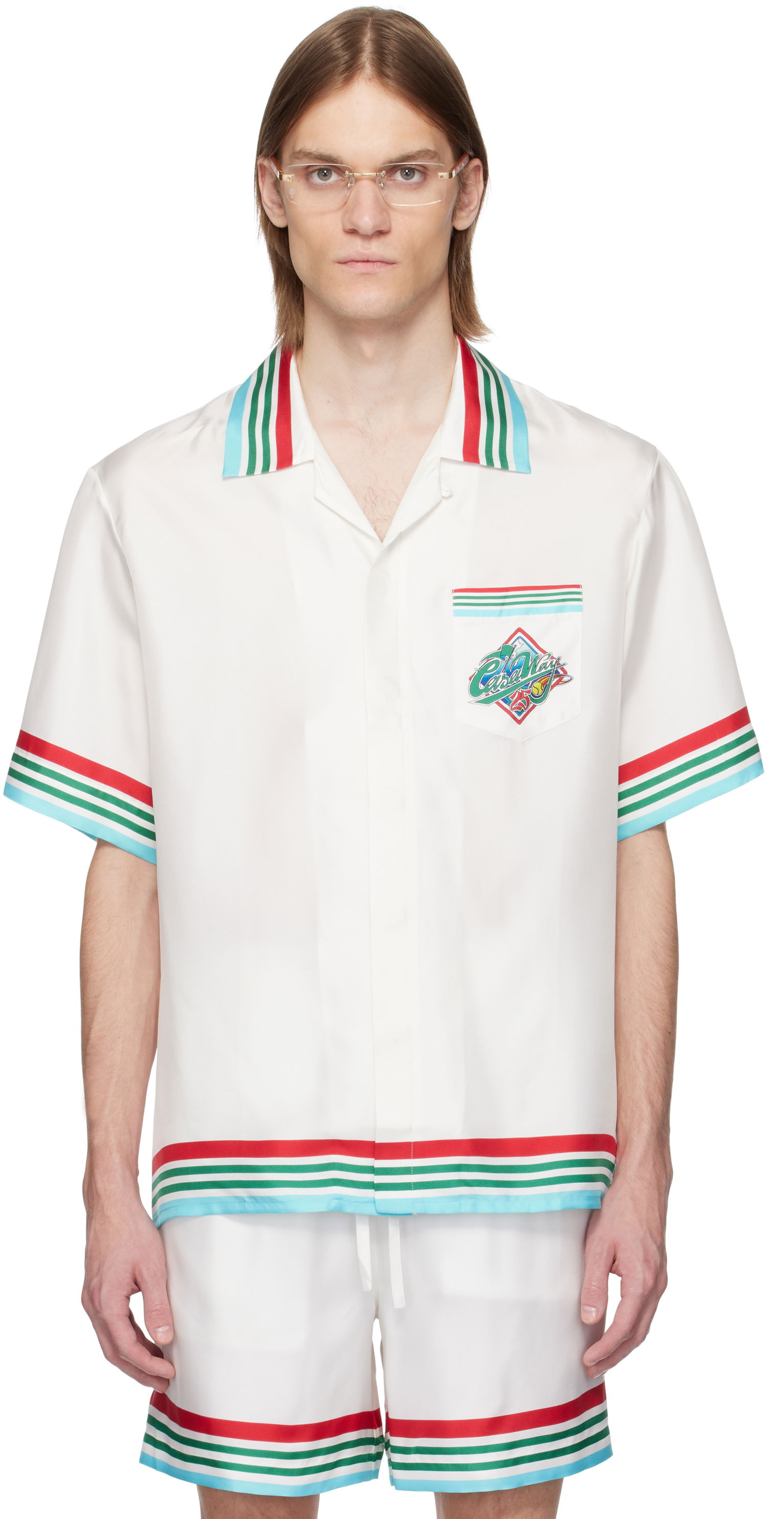 Риза Casablanca Casablanca 'Casa Way' Silk Resort Shirt Бяло | U-MS25-SH-003-06, 0