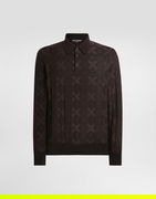 Dolce & Gabbana Wool and Silk Long Sleeve Polo Shirt with Microdot Print