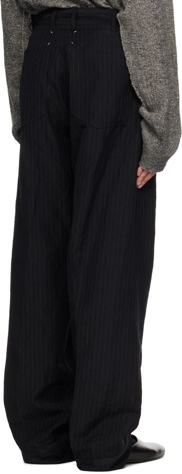 Панталони Maison Margiela Maison Margiela Pinstripe Linen & Wool Wide-Leg Trousers Черно | S50KA0678 M35447, 2