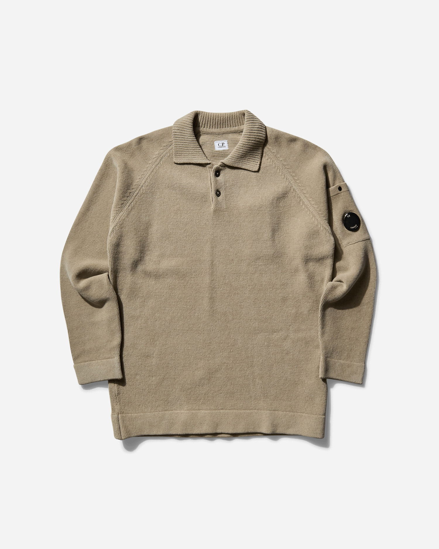 Пуловер C.P. Company Chenille Cotton Polo Knit Sweater Бежово | 18CMKN070A-005687G 327, 1