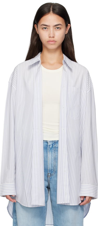 Риза Acne Studios Acne Studios Striped Oversized Button-Up Shirt Синьо | CB0117-, 0