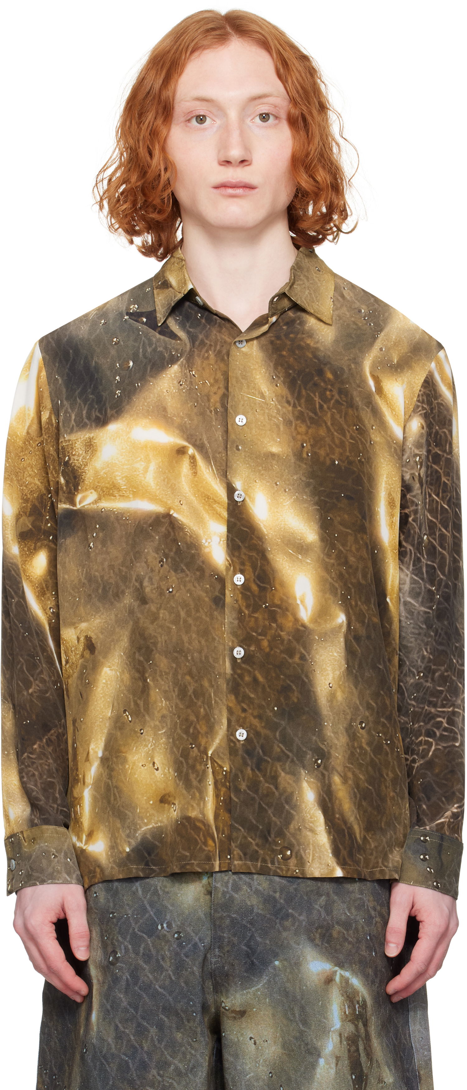 Риза Serapis Serapis Golden Hour Silk Shirt Кафяво | SS25_SS_1L, 0
