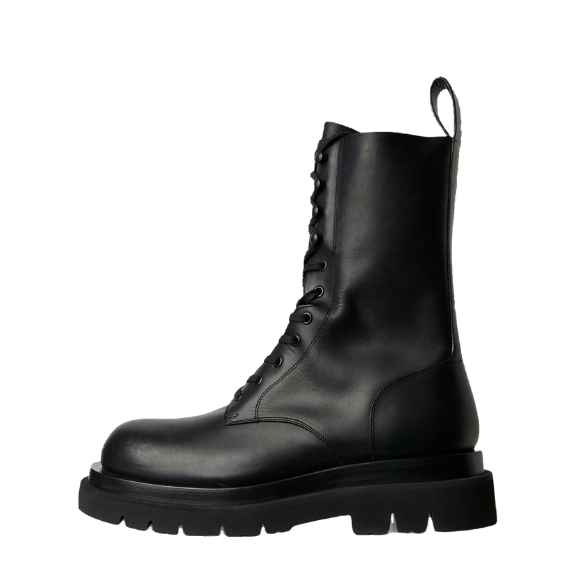 Кецове и обувки Bottega Veneta Lug Sole Leather Lace-Up Boots Черно | 715516-VBS50-1000