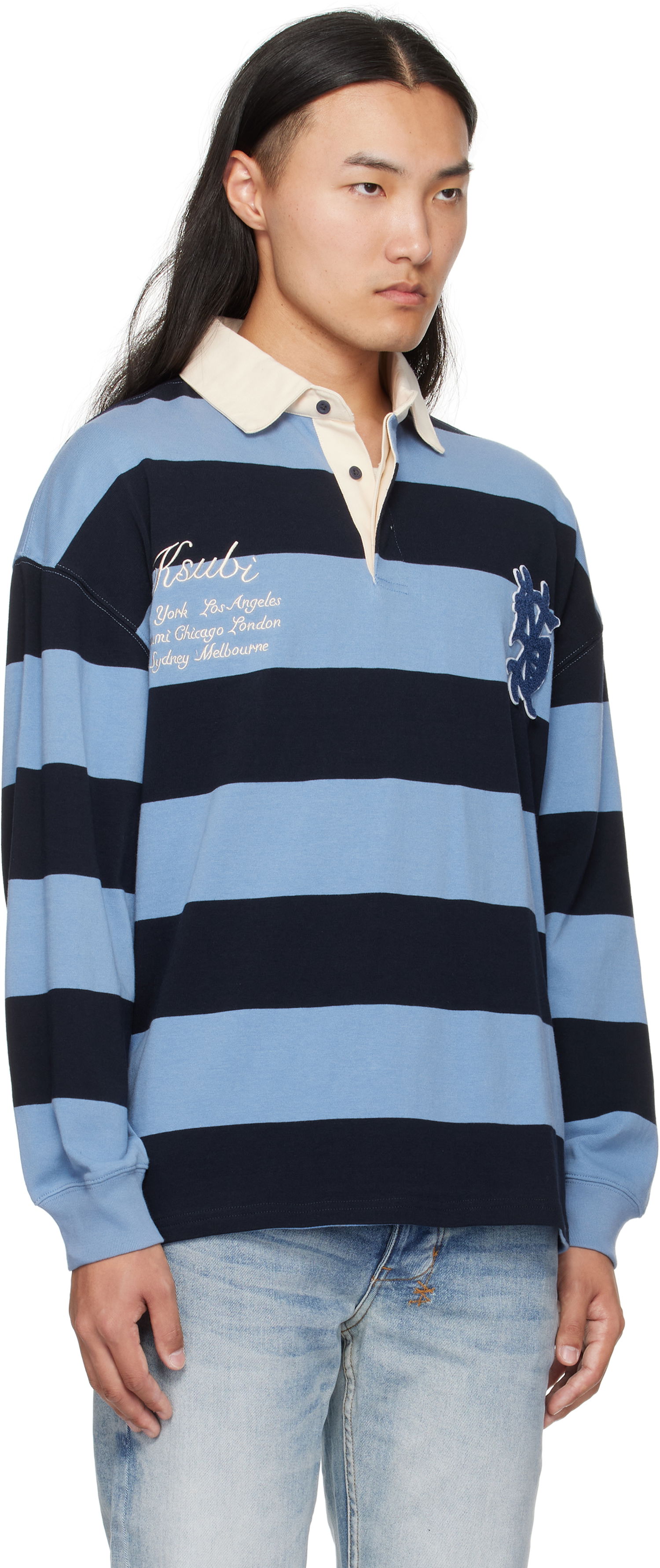 Поло тениска Ksubi Ksubi Rugged Rugby Jersey Polo Синьо | MFA25FT001, 1