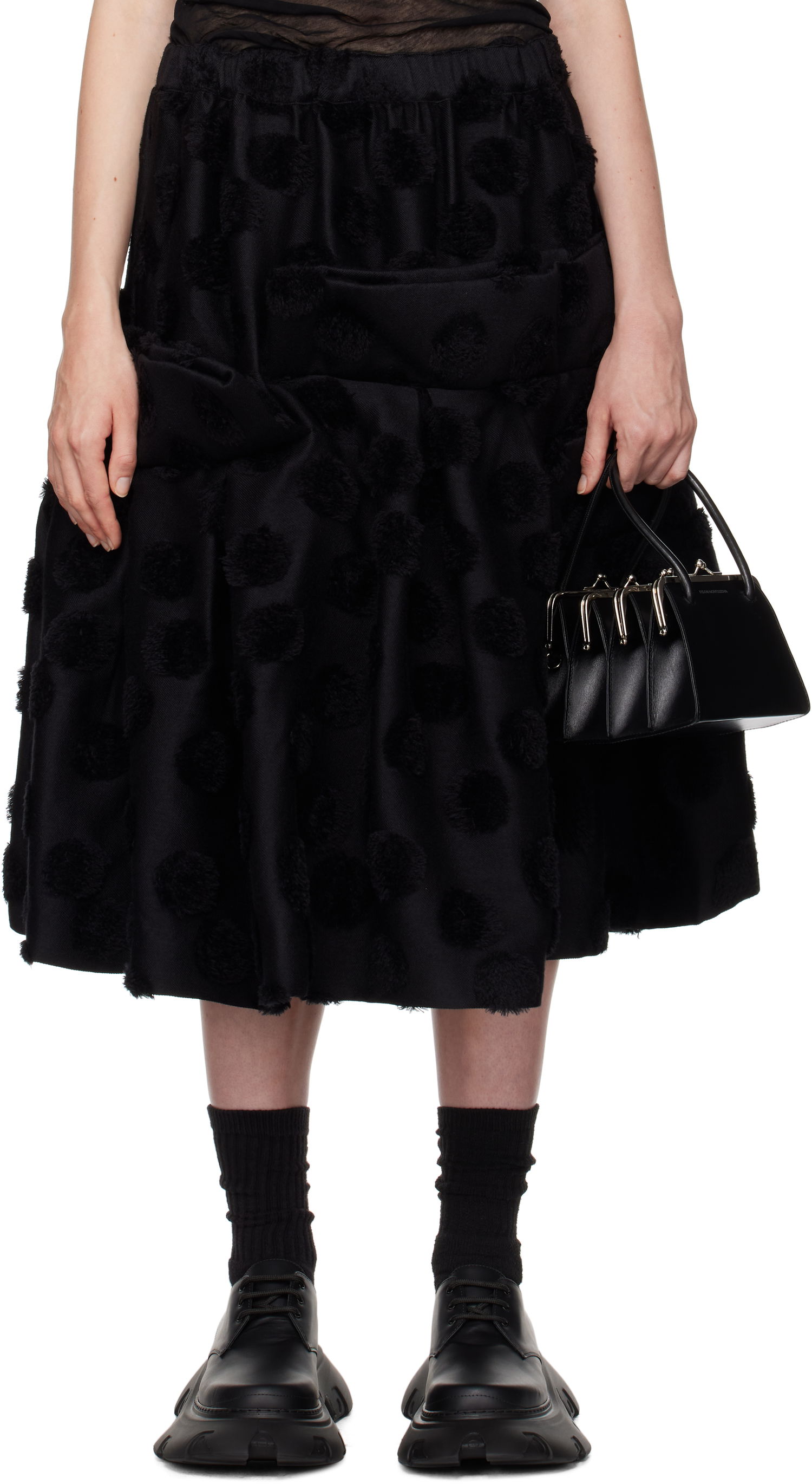 Пола Comme des Garçons Wool Jacquard Midi Skirt Черно | GN-S004-051, 0