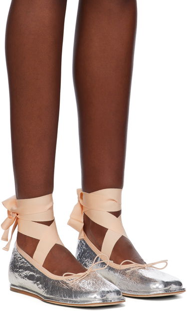 Грижа за обувките Simone Rocha Simone Rocha Ribbon Bow Ballerina Flats Металик | RMP17 0781, 3