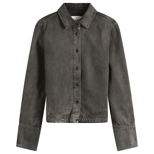 Curved Hem Denim Shirt