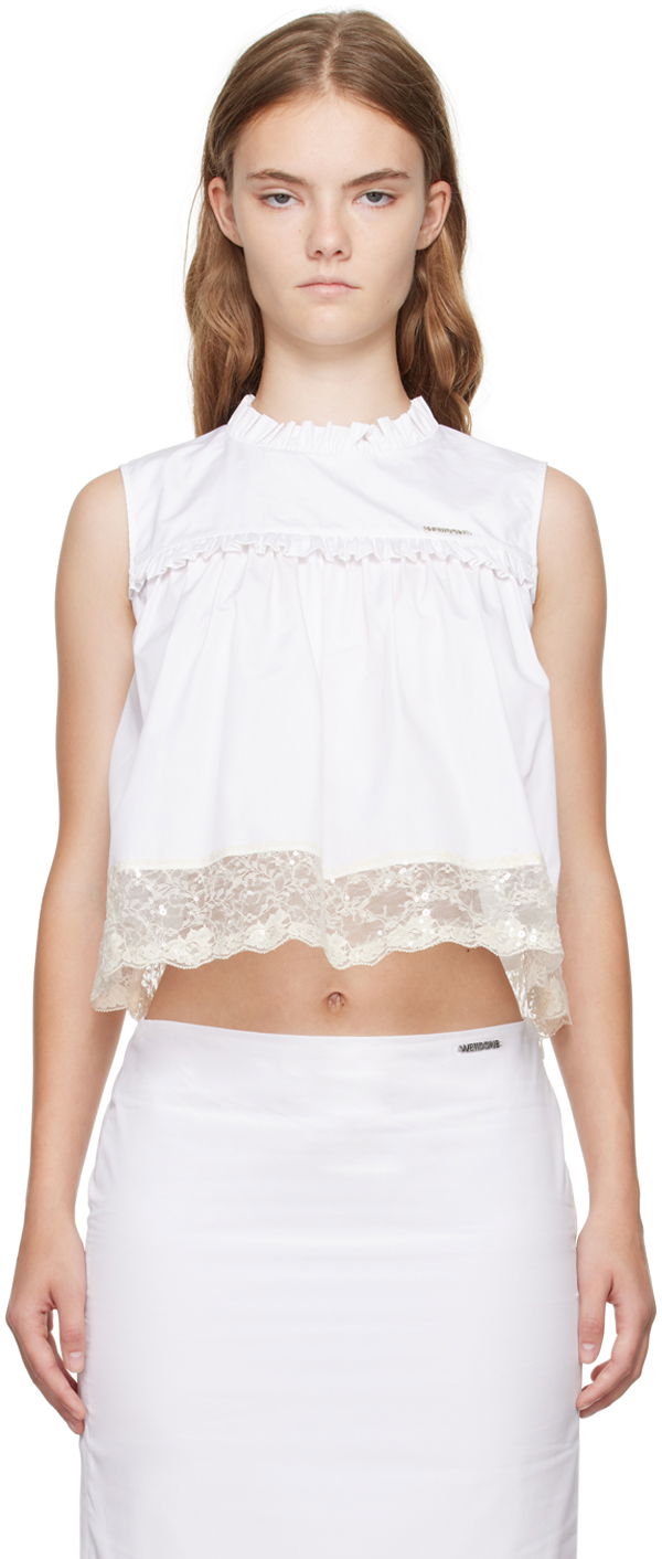 Потник We11done Lace Trim Blouse Бяло | WD-BL2-24-140-W-WH, 0