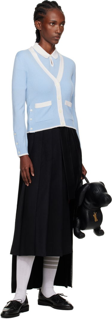 Пуловер Thom Browne Thom Browne Jersey Stitch Cashmere V-Neck Cardigan Синьо | FKC581A-Y2001, 3
