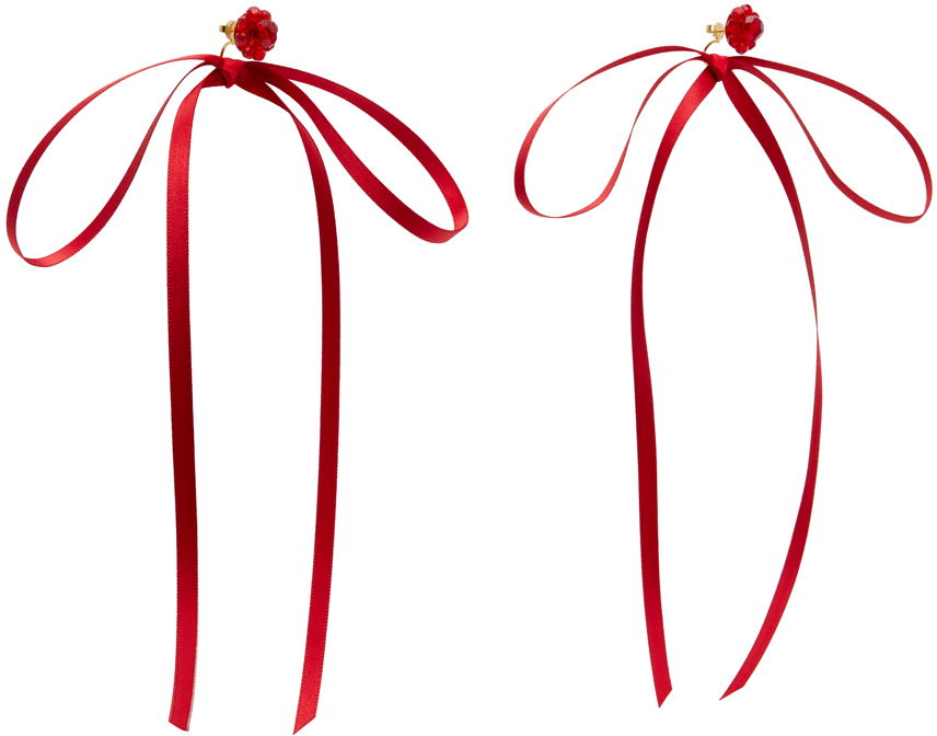 Значка Simone Rocha Simone Rocha Bow Ribbon Stud Earrings Червено | ERG389 0903, 1