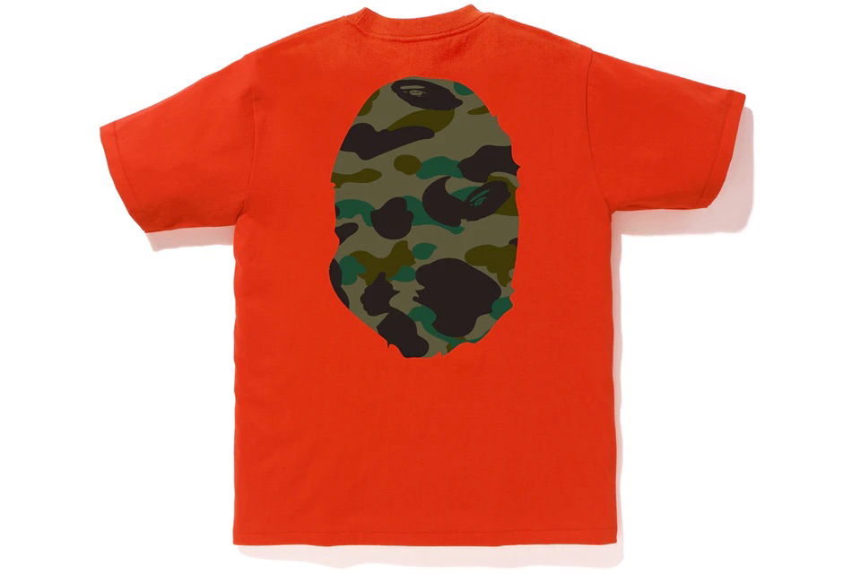 Тениска BAPE 1st Camo Big Ape Head Tee Червено | 001TEF801015X-ORG, 1