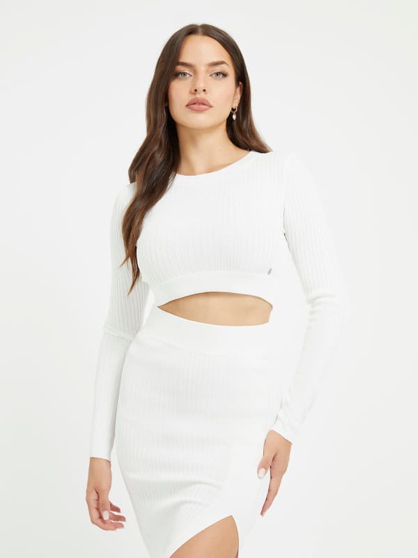 Облекло GUESS Cut-Out Sweater Top Бяло | W3YR39Z2U00, 0