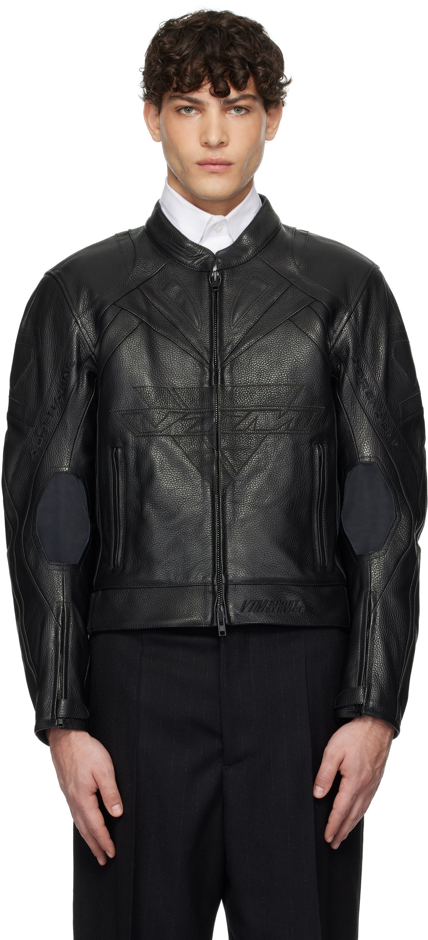 Яке VETEMENTS Pro Racing Leather Jacket Черно | UA66JA220B, 0