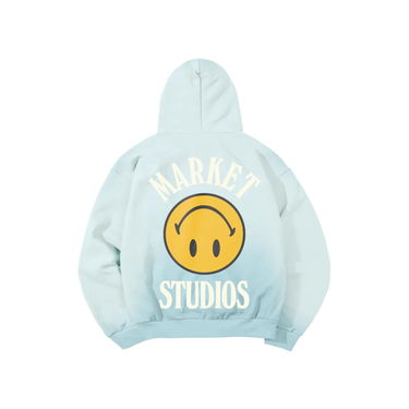 Суитчър MARKET Market Smiley Upside Down Lock-up Hoodie Тюркоазено | HD0386-BLUE, 2