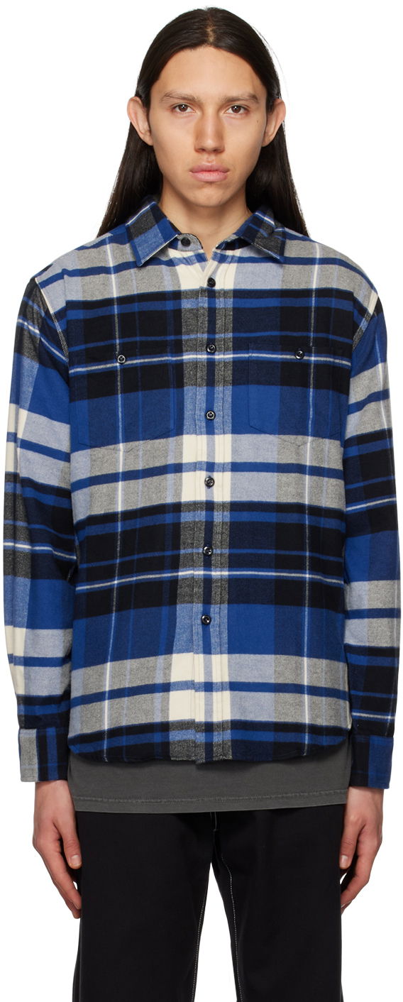 Риза Noah Lightweight Plaid Flannel Shirt Синьо | S066SS23NVY