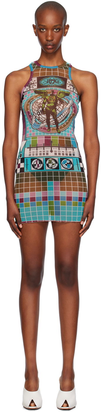Pокля Jean Paul Gaultier Jean Paul Gaultier Printed Mesh Mini Dress Многоцветен | 24/31-F-RO265-T569-5090, 0