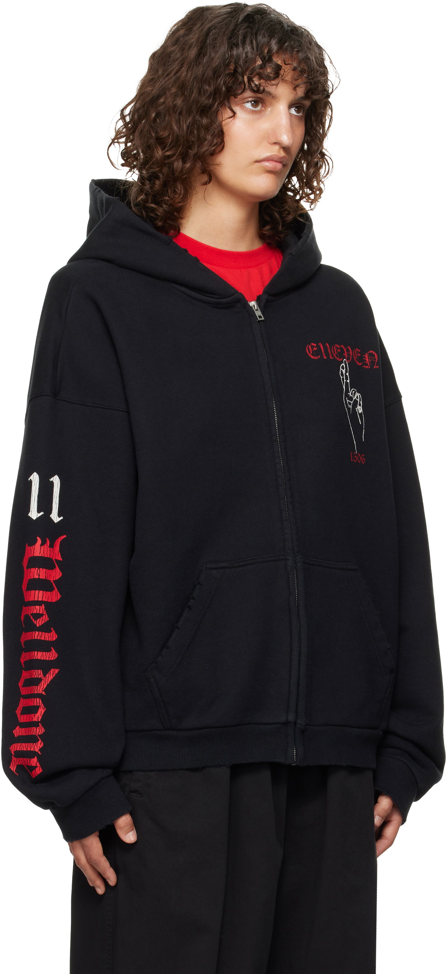 Суитчър We11done We11done Elleven Zip Hoodie Черно | WD-TJ3-24-875-U-BK, 1