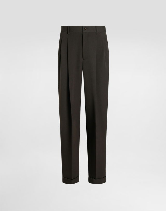 Dolce & Gabbana Wool Gabardine Pleated Trousers 52