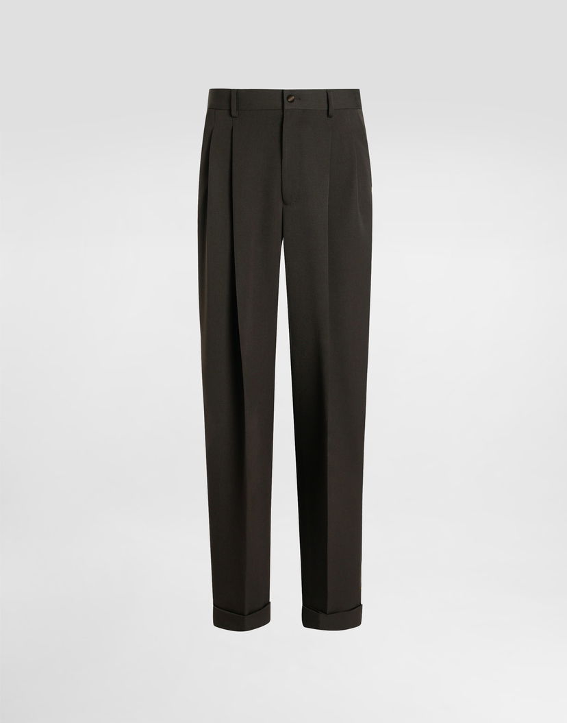 Панталони Dolce & Gabbana Dolce & Gabbana Wool Gabardine Pleated Trousers 52 Черно | GP16NTFU21EM0674