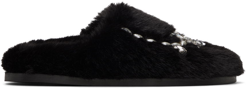 Облекло Simone Rocha Simone Rocha Embellished Furry Slippers Черно | SLD44B-W 0402, 0