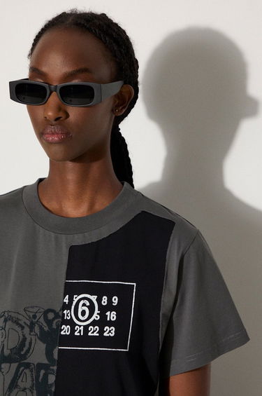 Тениска Maison Margiela MM6 Off-White Spliced Cropped T-Shirt Бяло | S52GC0316 S24311, 4