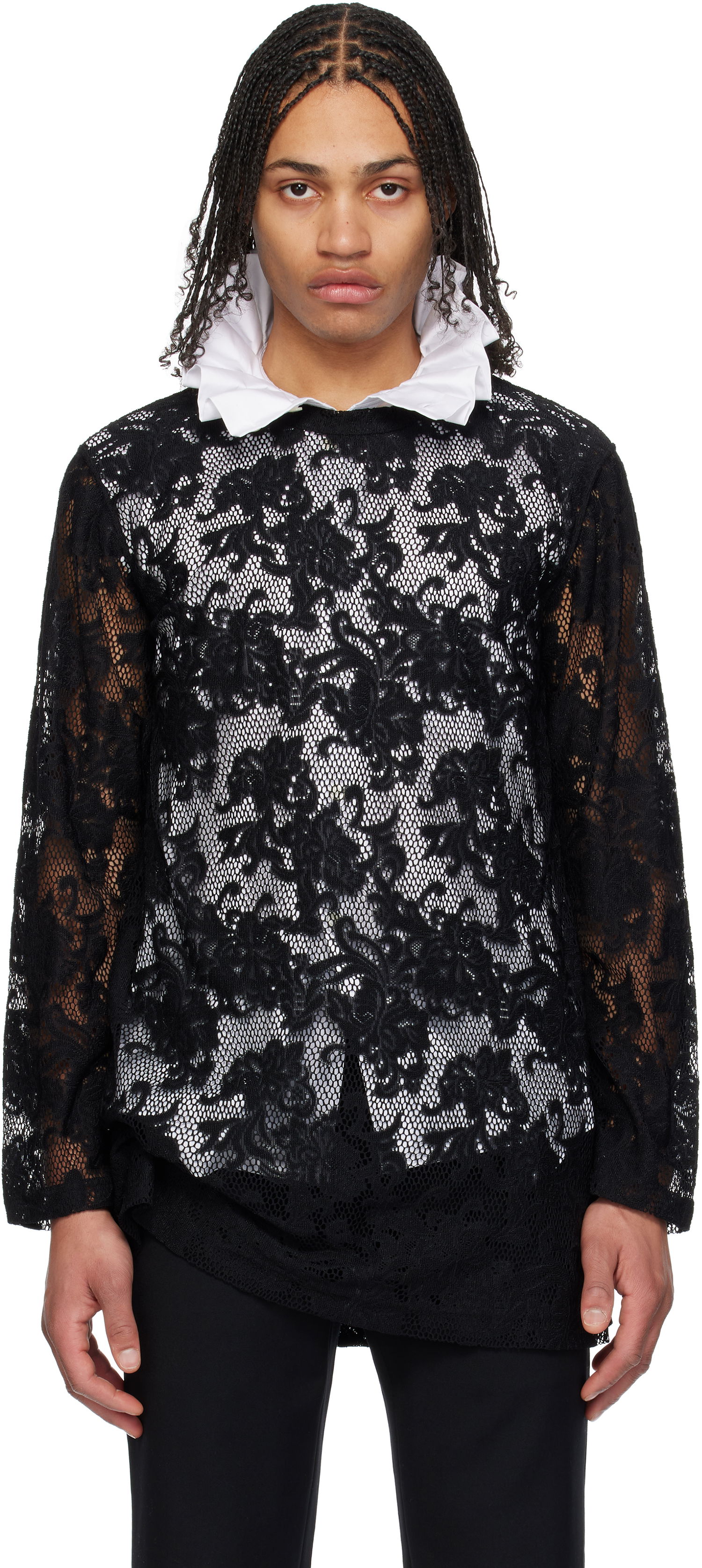Риза Comme des Garçons Comme des Garçons Homme Plus Raschel Lace T-Shirt Черно | PO-T036-051, 0
