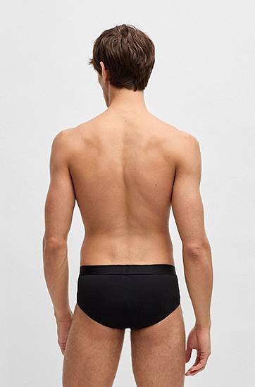 Бельо и чорапи BOSS Three-pack stretch-cotton briefs with logo waistbands Черно | 50546561, 1