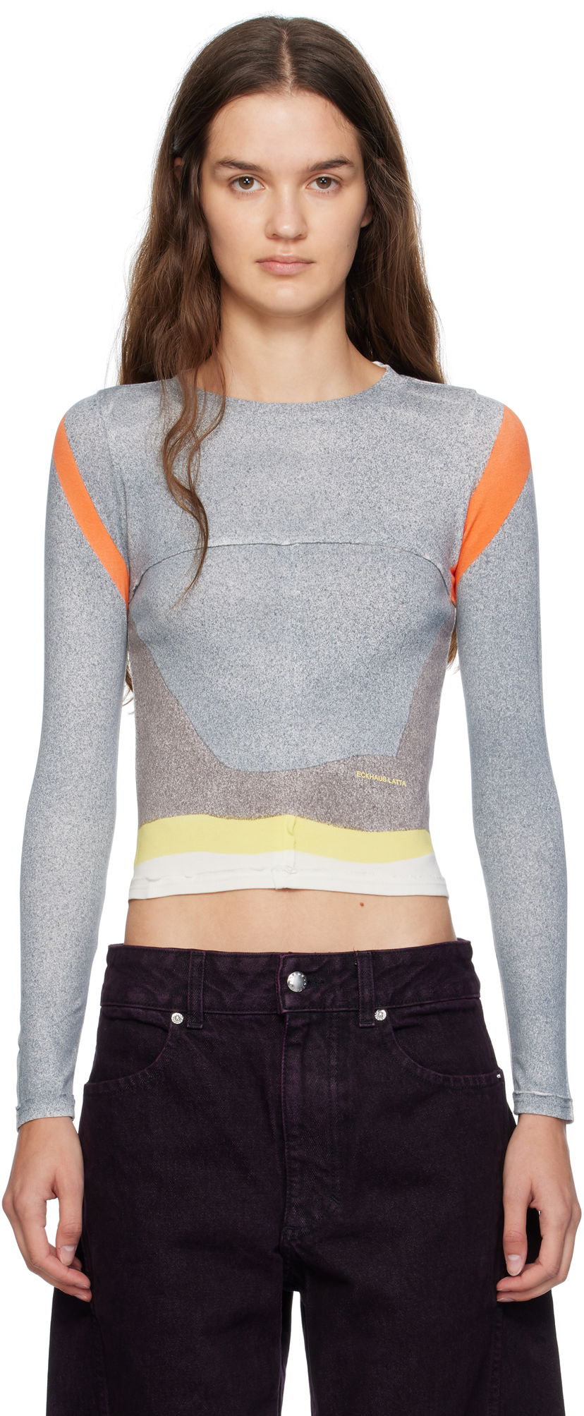 Тениска Eckhaus Latta Eckhaus Latta Lapped Baby Crewneck T-Shirt Сиво | 9100-EL-PF25-V -