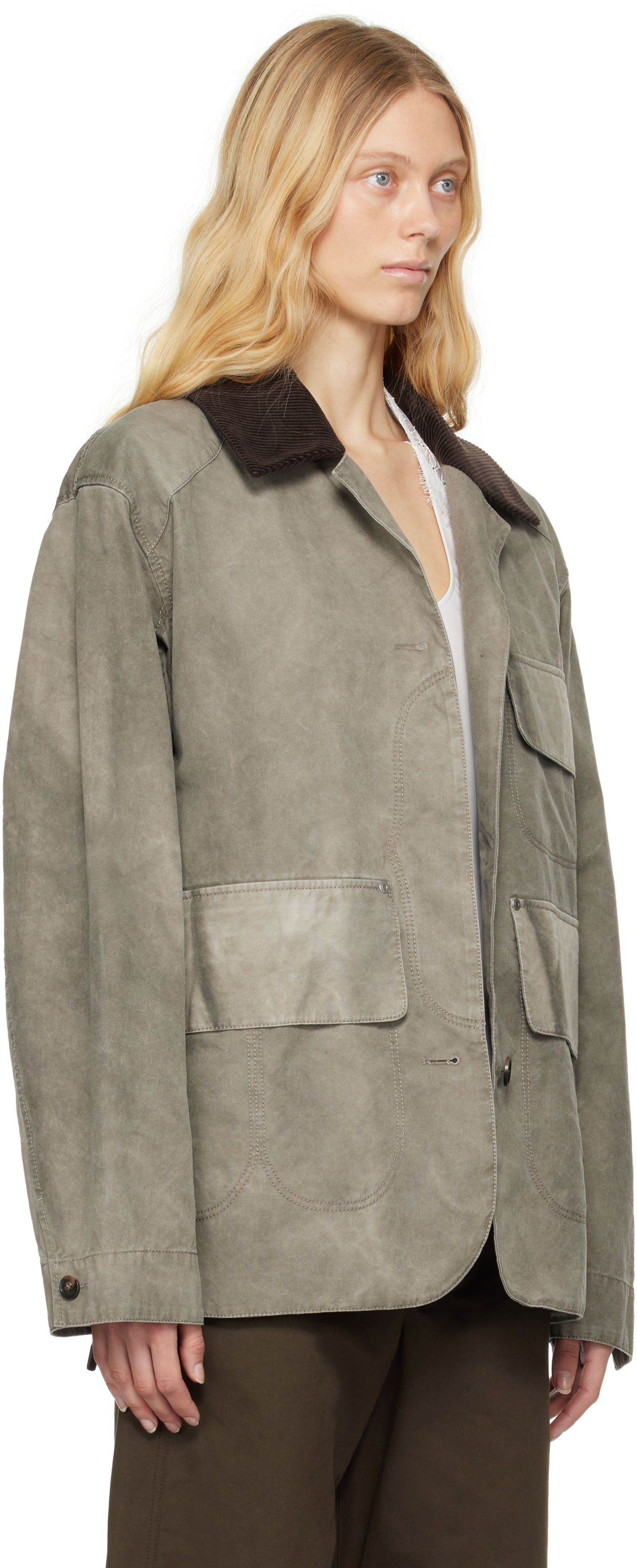 Парка Stella McCartney Stella McCartney Corduroy Collar Aged Jacket Зелено | 6801223EU470, 1