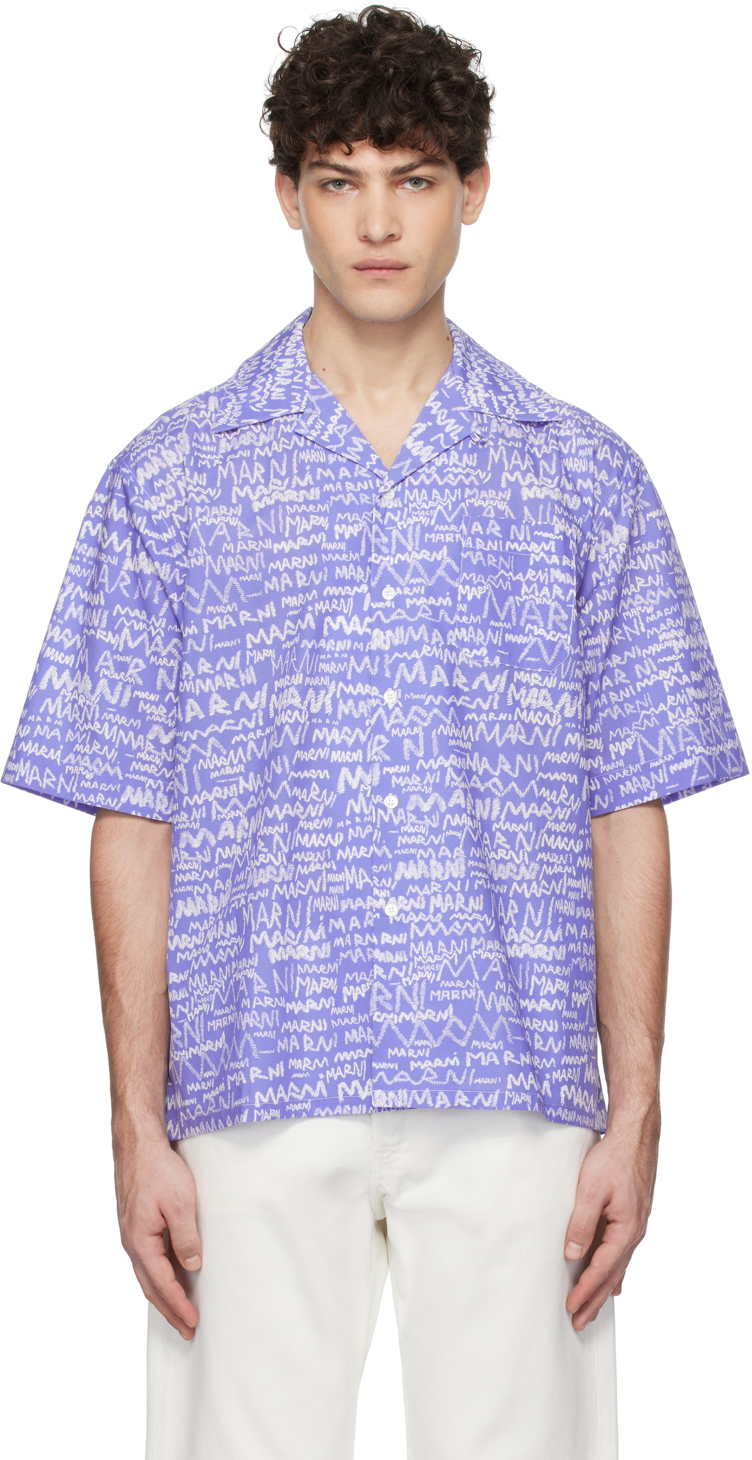 Риза Marni Marni Pencil Logo Short Sleeve Shirt Лилаво | CUMU0213A5 UTC464, 0
