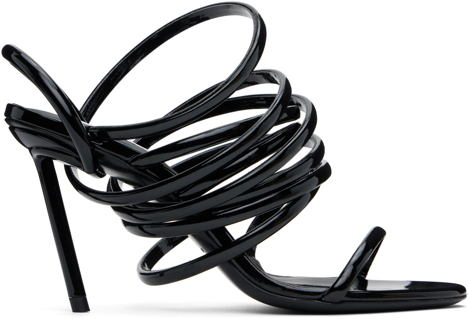 Кецове и обувки Alaïa ALAÏA Glossy Multistrap Stiletto Heel Sandals Черно | AA3S118TK049, 0