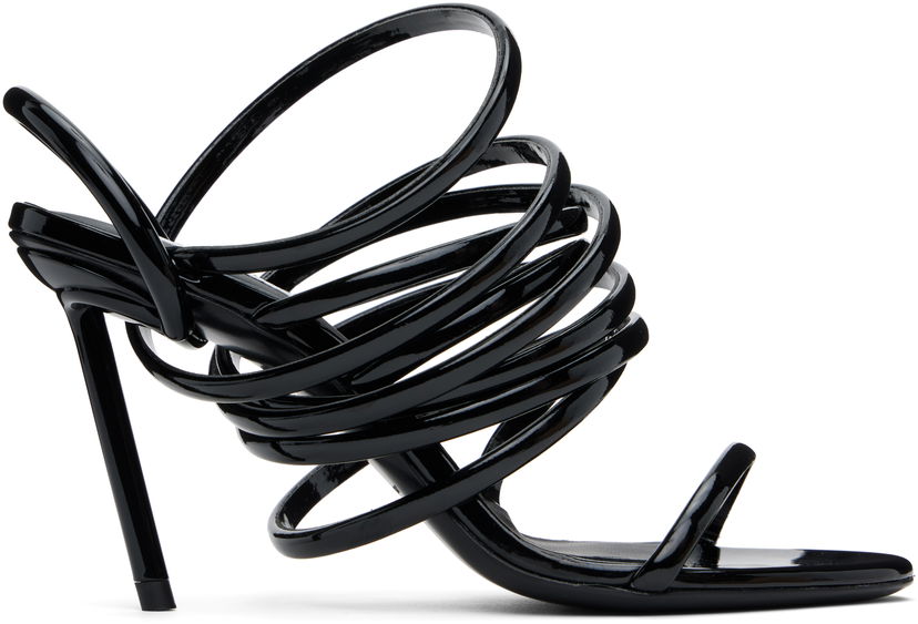 Кецове и обувки Alaïa ALAÏA Glossy Multistrap Stiletto Heel Sandals Черно | AA3S118TK049