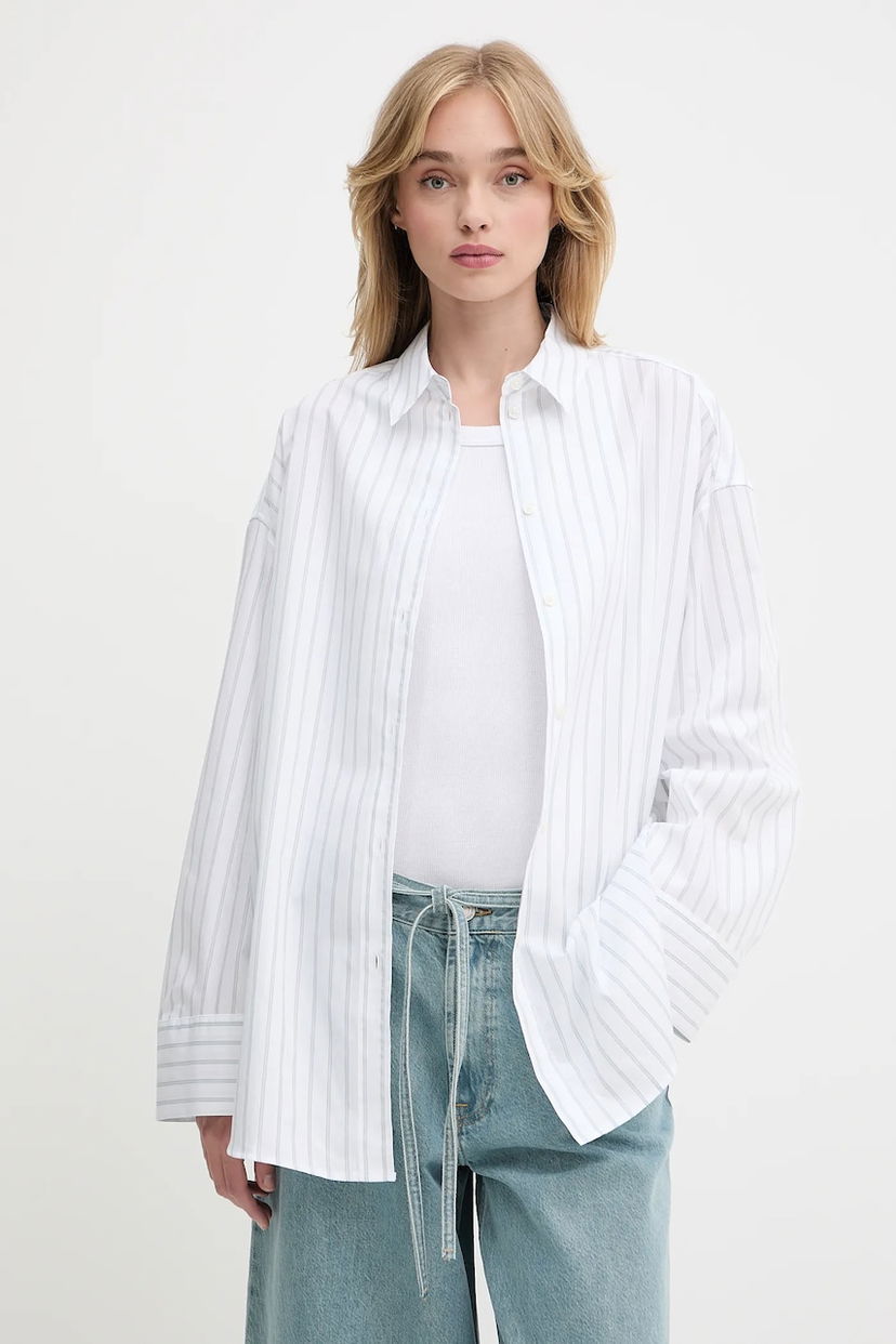 Риза Samsoe Samsoe Samsoe Samsoe SAMARIKA Relaxed Fit Striped Button-Down Shirt Бяло | F25200084