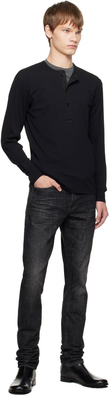 Пуловер Tom Ford TOM FORD Stretch Rib Henley Черно | JHL019-JMC067, 3