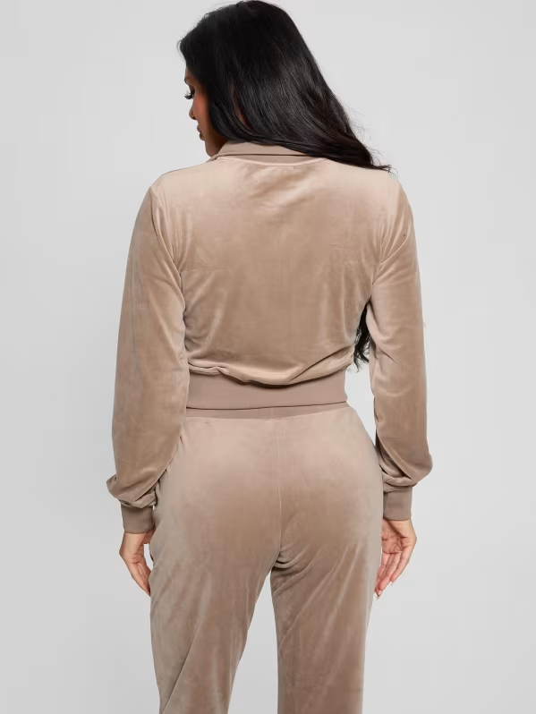 Комплект GUESS Guess Couture Velour Cropped Zip-Up Hoodie Бежово | V3BQ22KBXI2-D104, 1