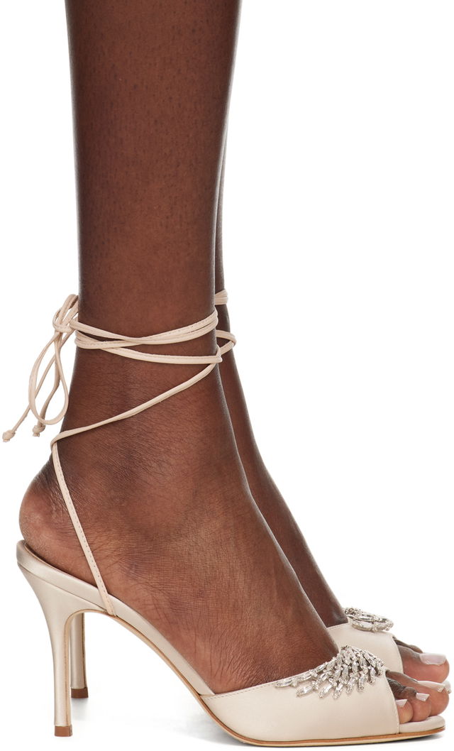Manolo Blahnik Plumena 90 Embellished Satin Heeled Sandals