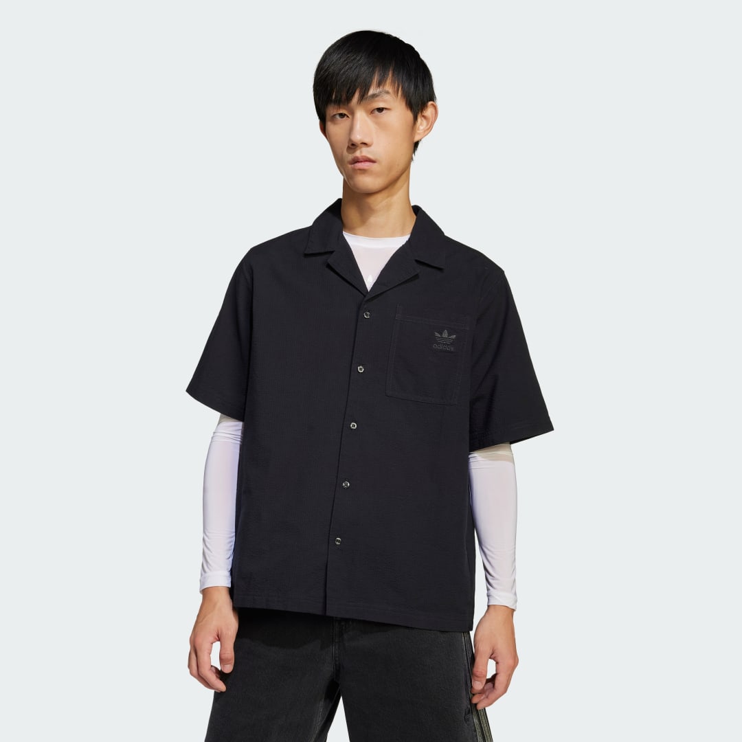 Риза adidas Performance Essentials Seersucker Short Sleeve Shirt Черно | JD2455, 0