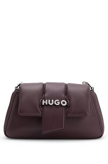 Чанта през рамо BOSS HUGO Chain-Handle Shoulder Bag with Logo Closure Бургунди | 50547445