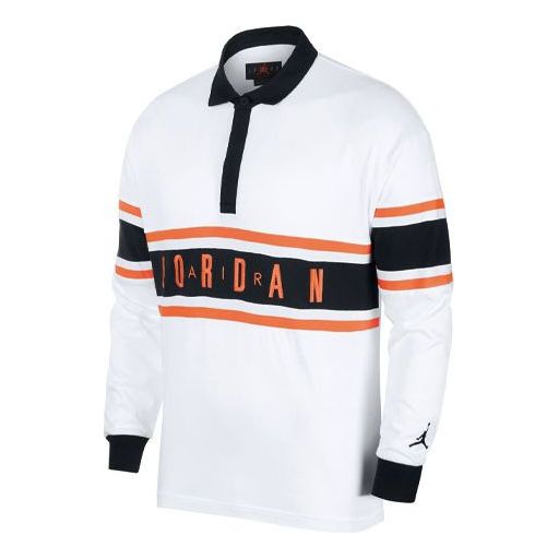 Поло тениска Jordan Jordan Logo Rugby Long Sleeve Polo Shirt Бяло | BQ5670-100