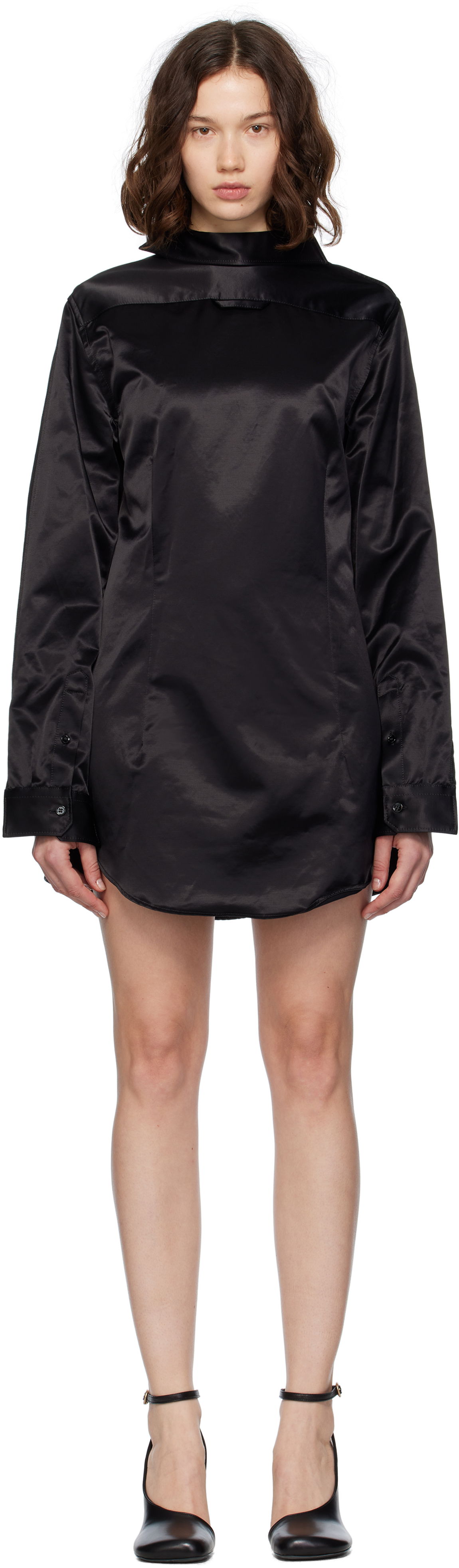 Pокля Maison Margiela MM6 Maison Margiela Satin Mini Dress Черно | S52DA0069 MTN084, 0