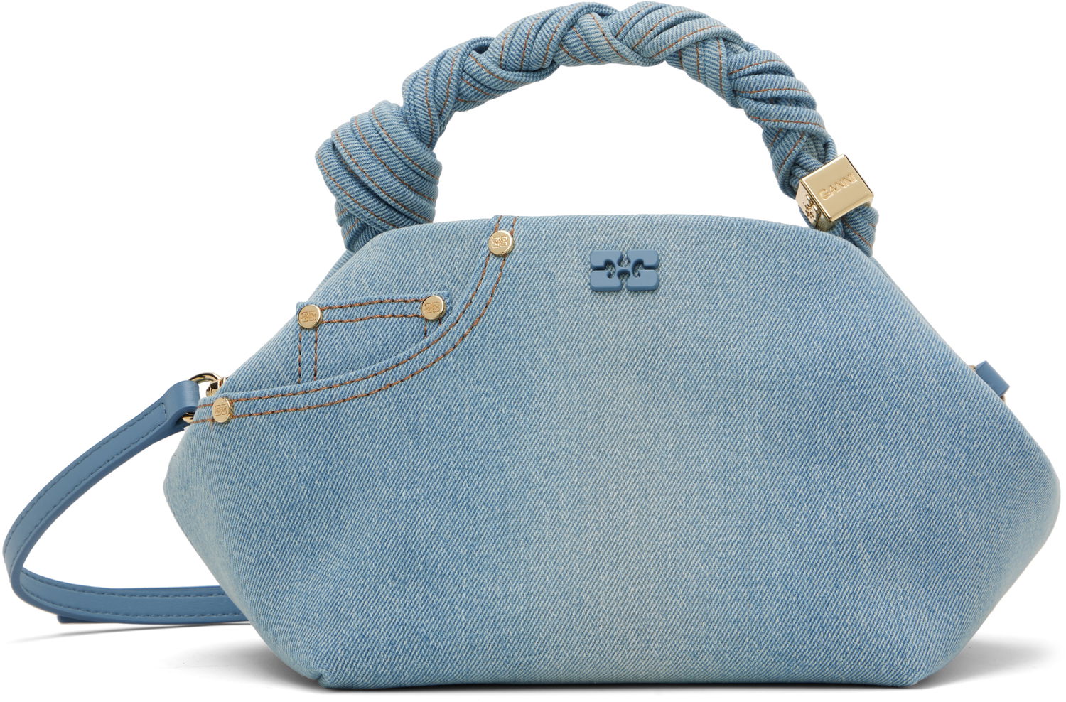 Дамска чанта GANNI GANNI Small Bou Denim Shoulder Bag Синьо | A6497, 0