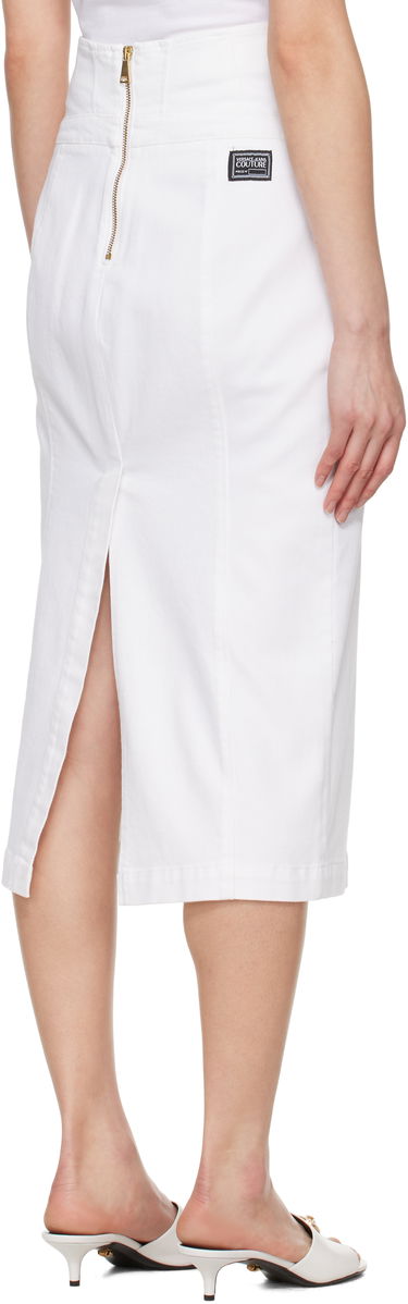 Пола Versace Versace Jeans Couture Baroque Buckle Denim Midi Skirt Бяло | E78HAE85E_EEW015TC2, 2