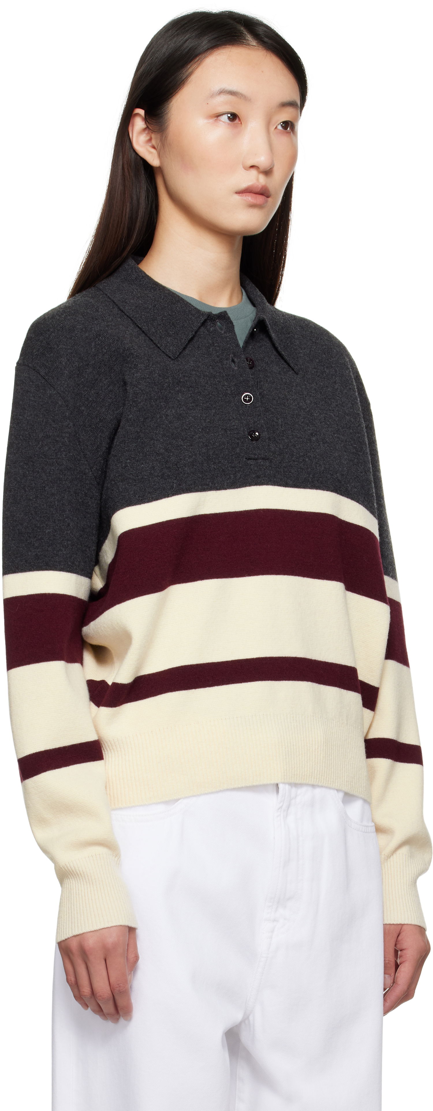 Пуловер Róhe Róhe Compact Knitted Striped Polo Сиво | 416-23-233, 1