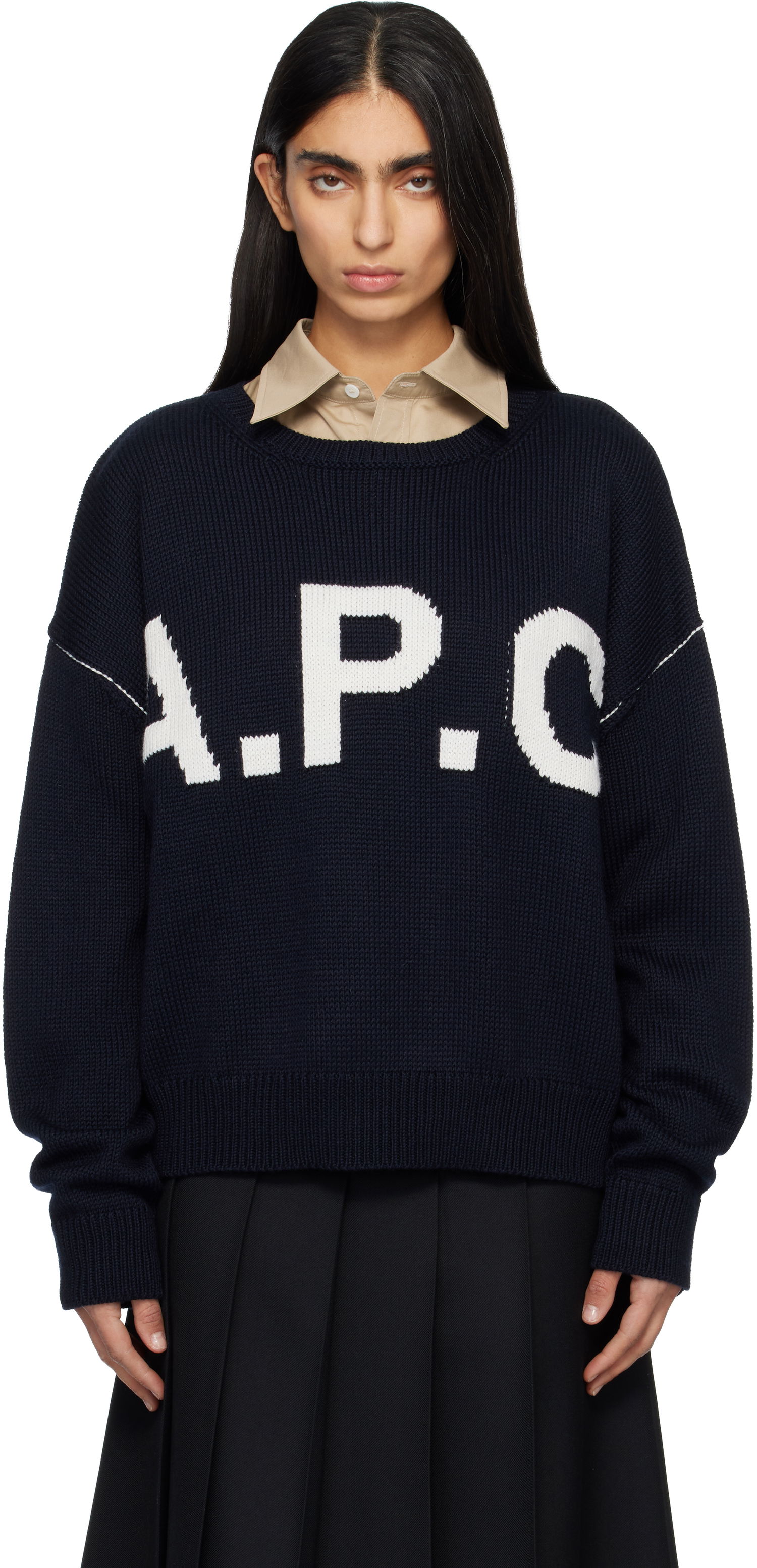 Пуловер A.P.C. A.P.C. Logo Sweater Тъмно синьо | WOASL-M23009, 0
