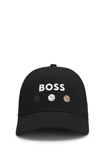 Шапка с козирка BOSS Cotton-twill cap with tennis artwork Черно | 50546273