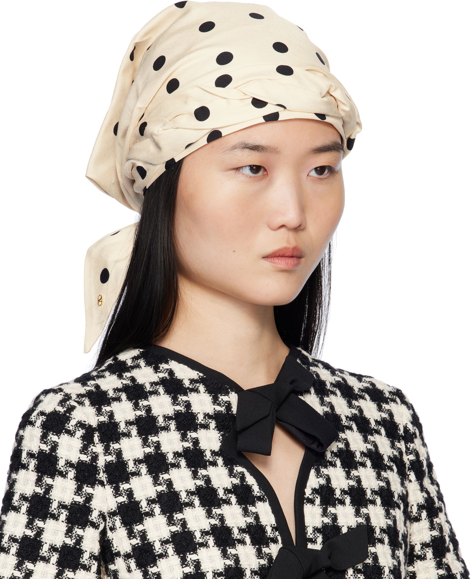 Шапка с козирка Valentino Polka Dot Silk Twill Headscarf Бежово | 6W2HH00DUIU, 1