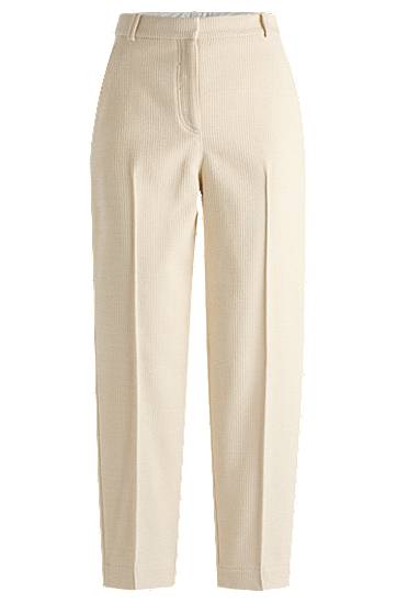 Панталони BOSS Relaxed-Fit High-Waisted Velvet Corduroy Trousers Бежово | 50528588, 0